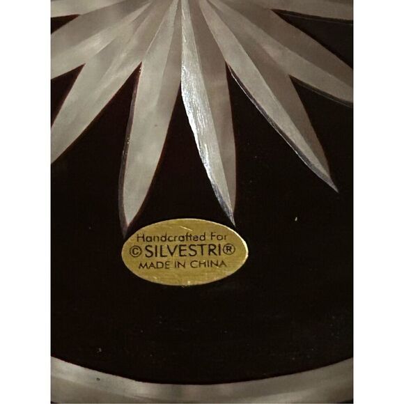 NWT Silvestri Ruby Red Clear Cut Glass Plates Set Of 4 - Picture 3 of 3